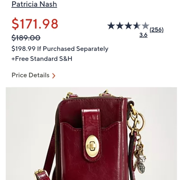 Patricia Nash Burgundy Crossbody Phone Bag with Gold Hardware - Picture 10 of 16